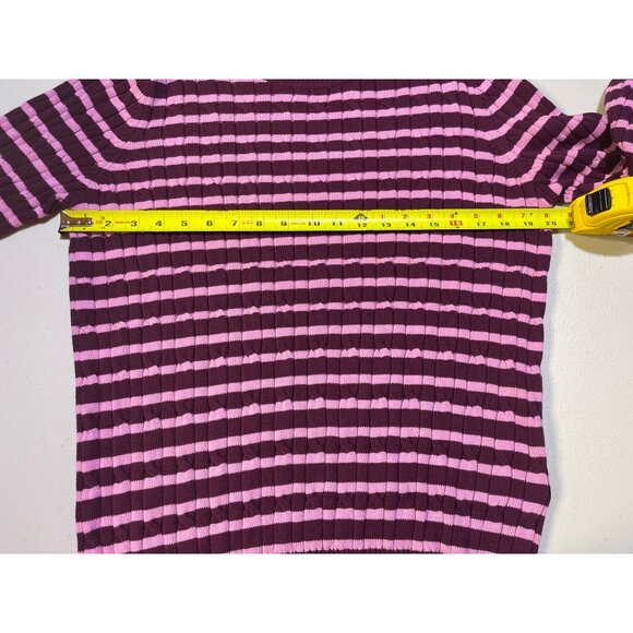 Style & Co. Womens L Cable Crew Striped Sweater Pink & Burgundy - Picture 5 of 8